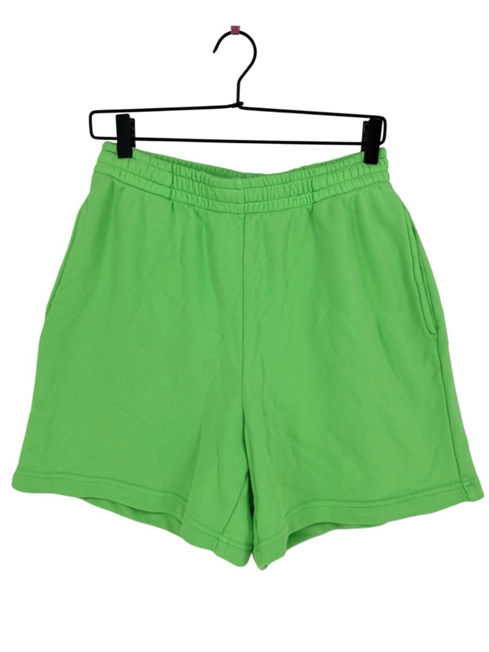 Skims Cotton Fleece Boyfriend Shorts Neon Green Small Casual Loungewear Oversize